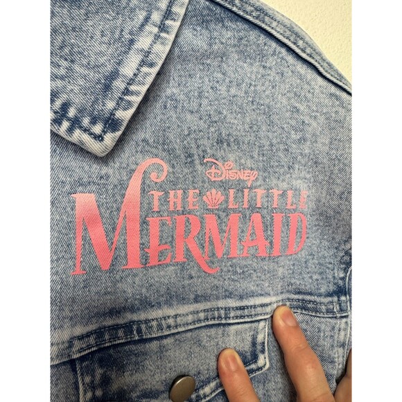 Disney Princess Girls Large Jean Jacket The Little Mermaid Ariel Denim Button Up - Picture 4 of 11